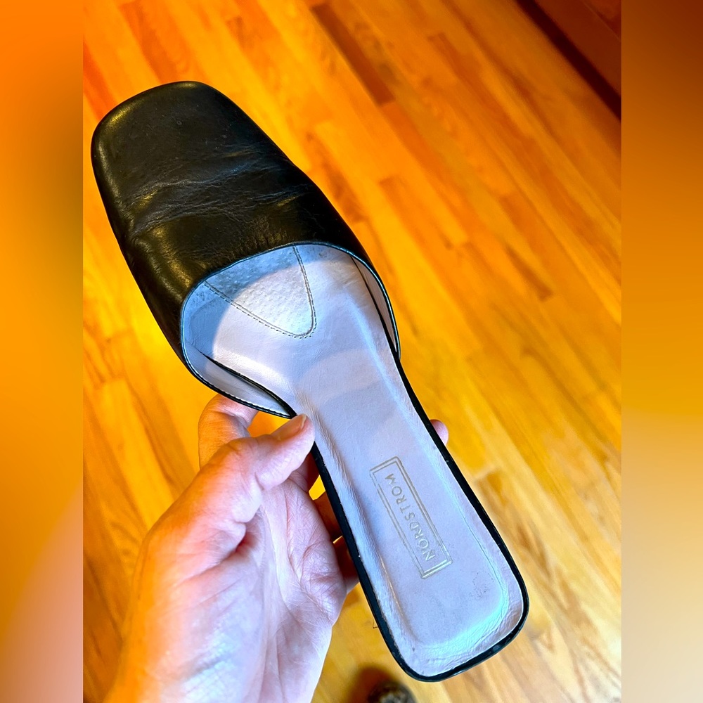 Nordstrom black square pump mules. Classic and retro! Size 9